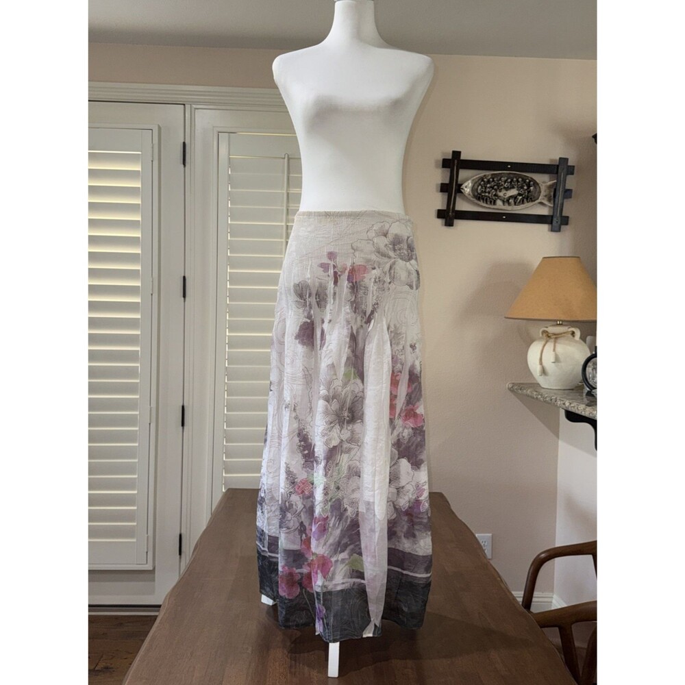 Lapis One Size Floral Strapless Smocked Tube Midi Dress Maxi Skirt 2 Way Boho - Picture 7 of 14